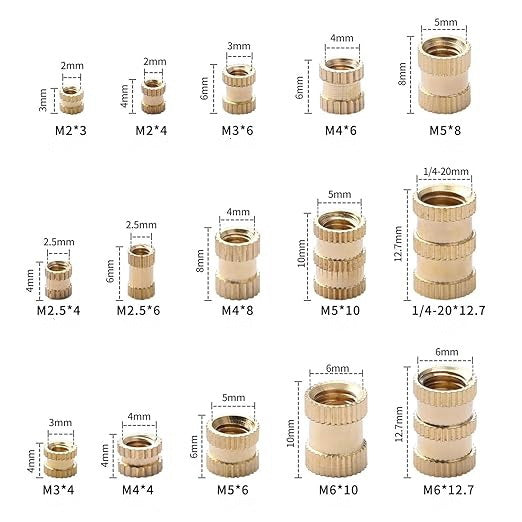 Threaded insert M2 M2.5 M3 M4 M5 M6 Brass Threaded Bushings  Nuts Embedding Nuts For Plastic Parts By Heat Or Ultrasonic In 3D Printer Parts