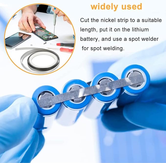 Nickel-plated strip, 0.1 x 8 mm, type 18650, 1 meter. For spot welding of batteries.