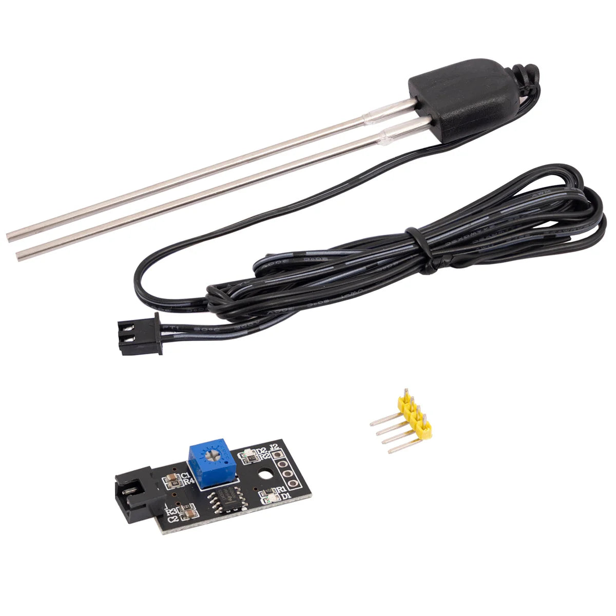 Soil moisture sensor with corrosion-resistant probe for automatic irrigation system. Arduino and Raspberry Pi compatible