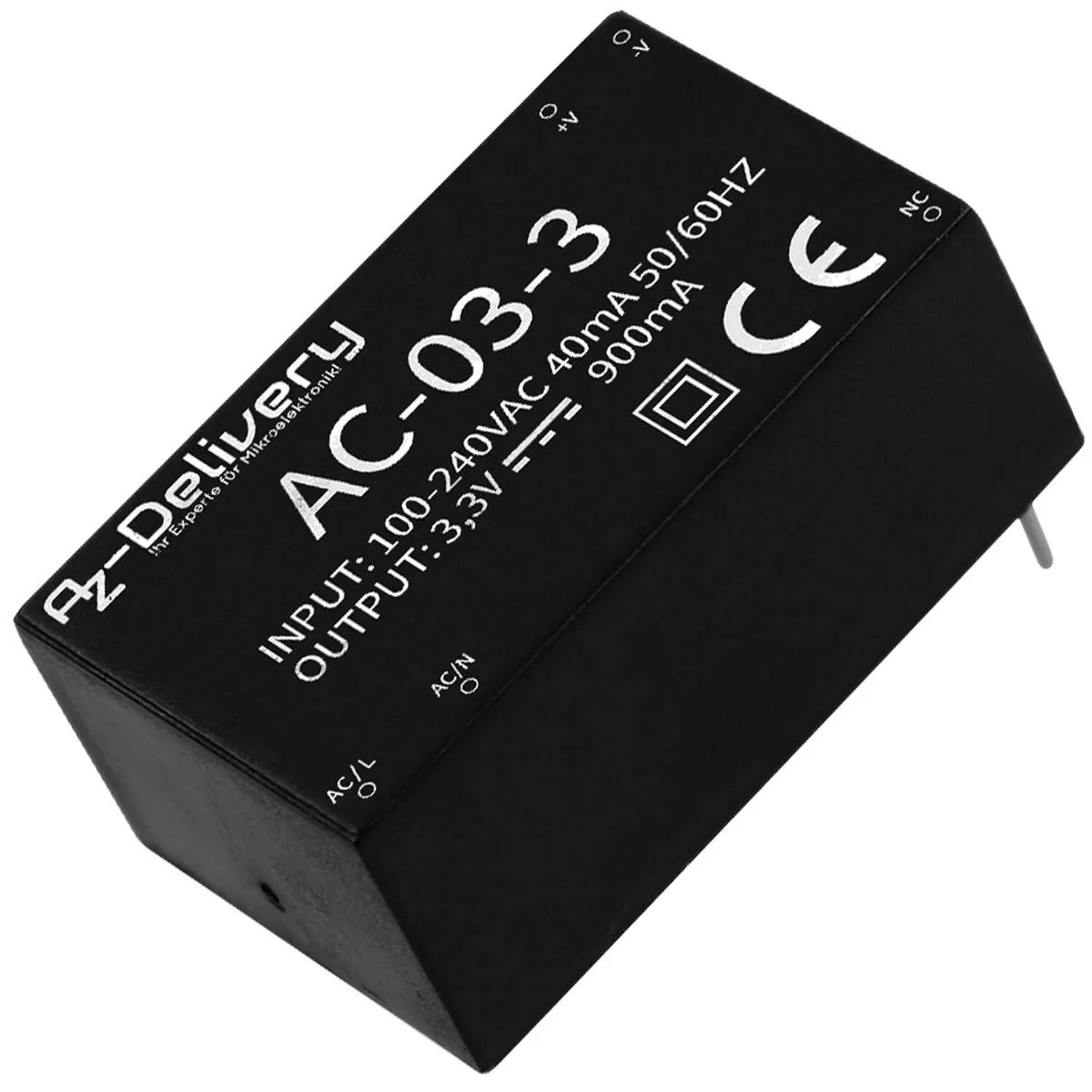 Mini power supply from 220V to 3.3V, compatible with Arduino and Raspberry Pi.