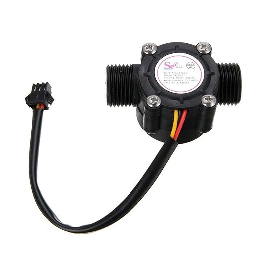 Youmile Water Flow Sensor 1-30 L/min 1/2 Inch Control Fluid Flow Meter Switch G1 / 2 Meter 1-30 L/min Meter for Arduino Flow Meter Temperature Meter