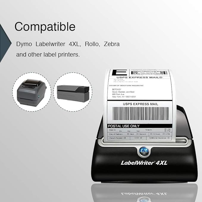 1 Roll S0904980 Self-Adhesive Labels Compatible with DYMO, 104 mm x 159 mm, 2200 Shipping Labels (Extra Large) for LabelWriter and 4XL