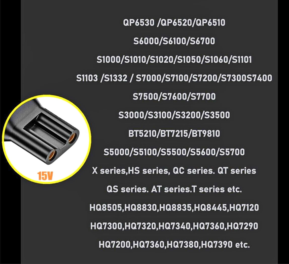 15V HQ8505 Type-C Shaver Charger Adapter Charging Converter for Philips Norelco HQ8505 7000 5000 3000 Series, OneBlade QP6520 QPP6530 QP6510, USB-C Shaver Converter