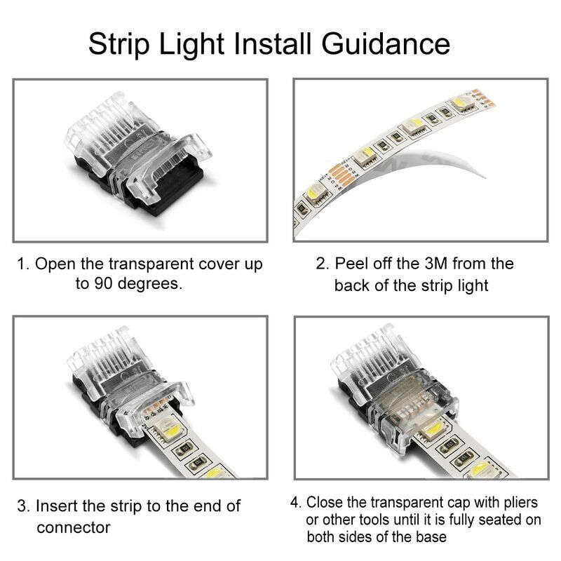 4-pin LED strip connector 10 mm IP 65 for LED strip RGB RGBW RGBWW 3528 5050