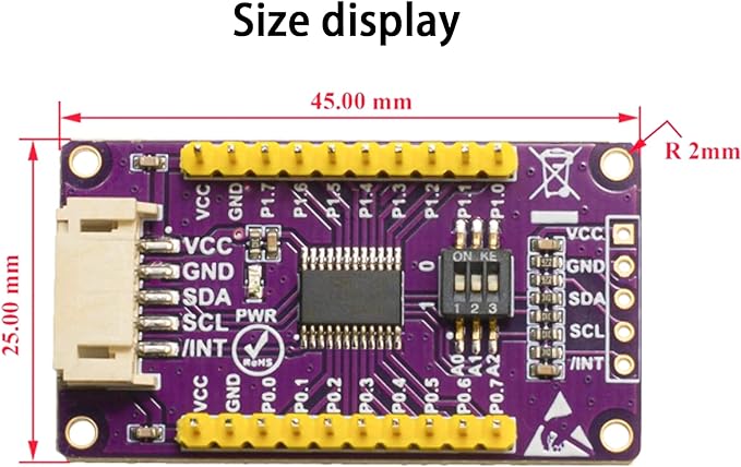 CAT9555 IO Expansion Module Board I2C Interface Expands 16 bit Parallel GPIO Expander, SMBus I/O Port, with Pre-soldered Header