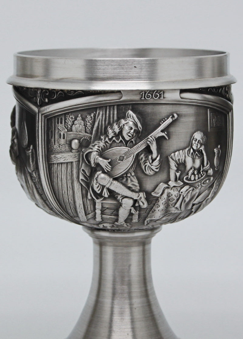 SIX splendid vintage tin wine goblets