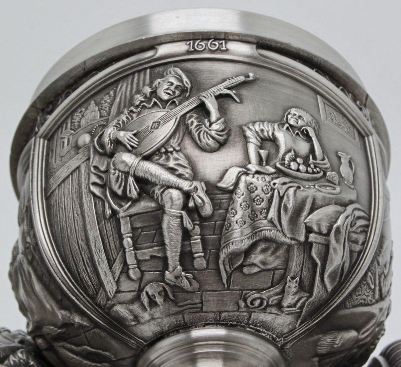 SIX splendid vintage tin wine goblets