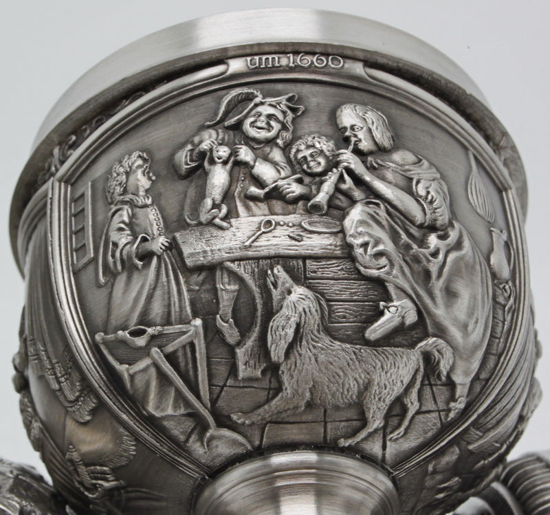 SIX splendid vintage tin wine goblets