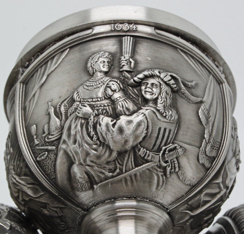 SIX splendid vintage tin wine goblets