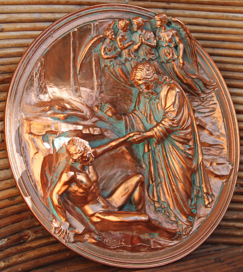 Beautiful wall plate depicting the creation of adam