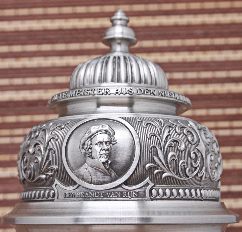 Large (26cm) vintage tin mug. Bas-reliefs of paintings by great artists