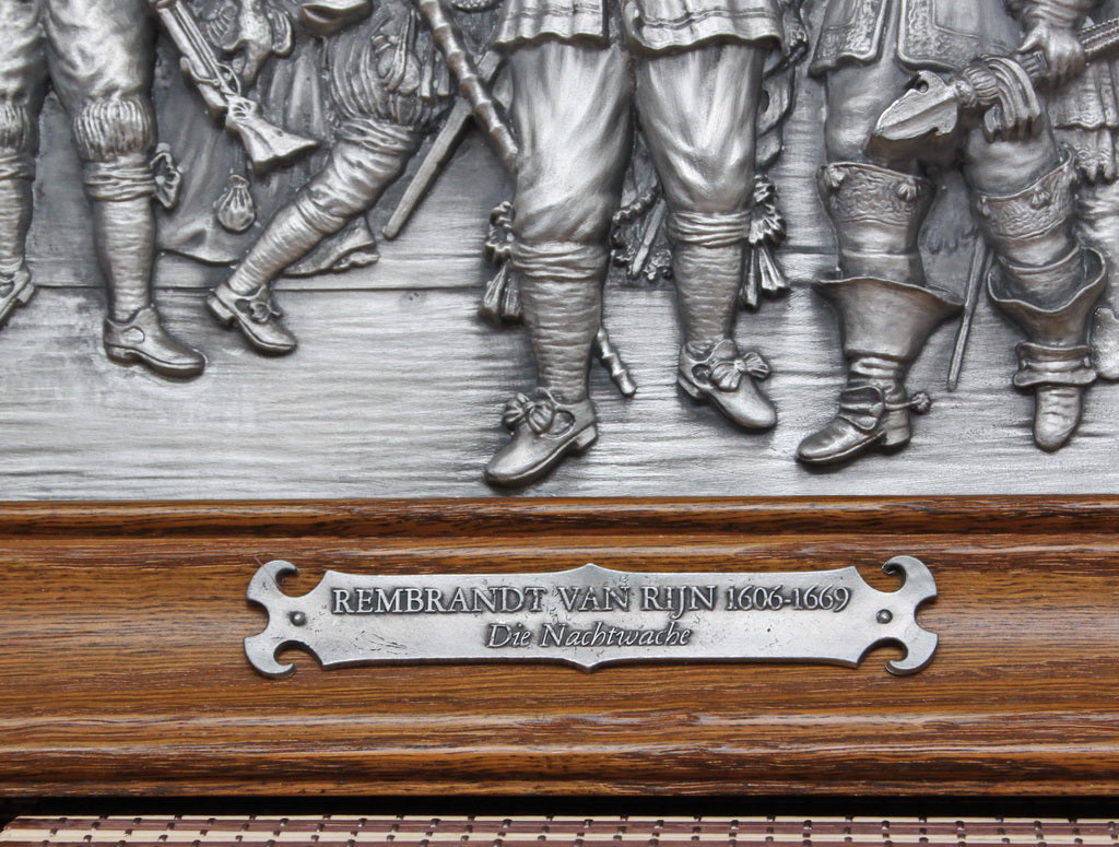 Tin reproduction of the painting by Rembrandt "Night Watch"
