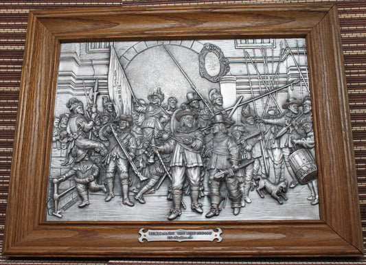 Tin reproduction of the painting by Rembrandt "Night Watch"