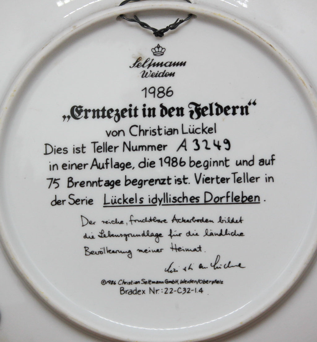 10 decorative wall plates. 'Idyll of village life'. Artist K. Lückel