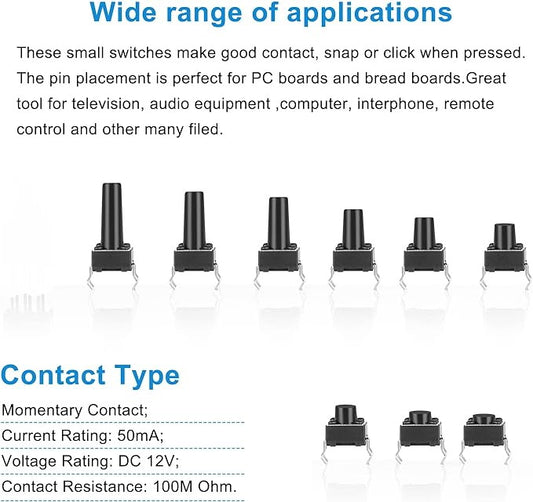 Momentary Tact Touch Push Button Switch Assorted