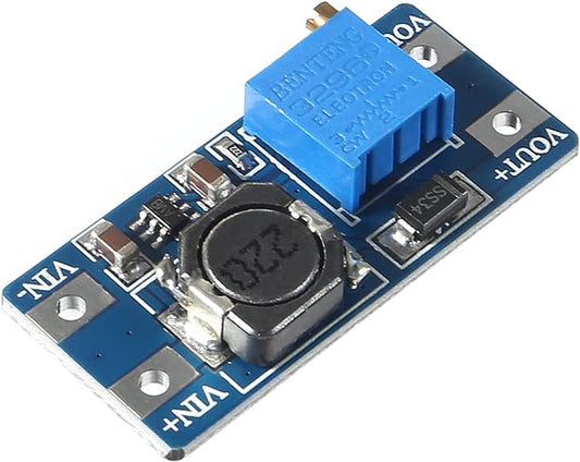 MT3608 DC-DC Upward Converter 2A Adjustable Amplifier Module Voltage Regulator Board Input Voltage 2V-24V to 5V-28V Output Voltage (with USB Connection)