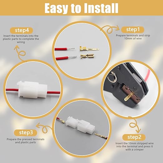 Cable Connectors. 2 3 4 6 Pin Blade Receptacles Set. 2.8 mm Flat Connector Cable Lugs