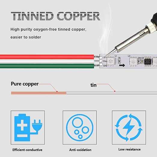 3-Pin Conductor Extension Wire 22 AWG Stranded Copper Cable for 5/12 V DC WS2812B WS2811 Dream Colour RGB LED Light Strip