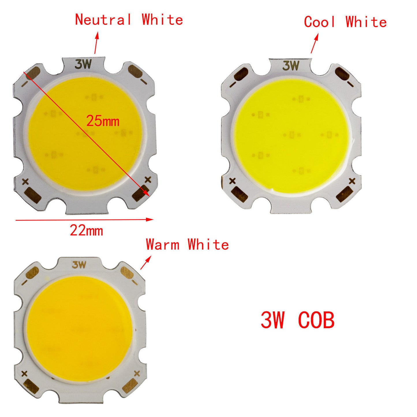 3W 5W 7W LED SMD COB Chip with White Light