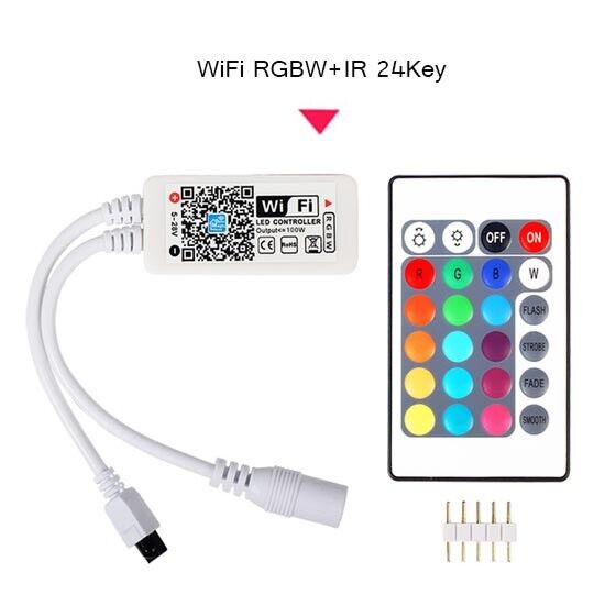 Mini DC12V RGBW/RGB WiFi/ bluetooth LED Controller IR 24Key Remote For ...