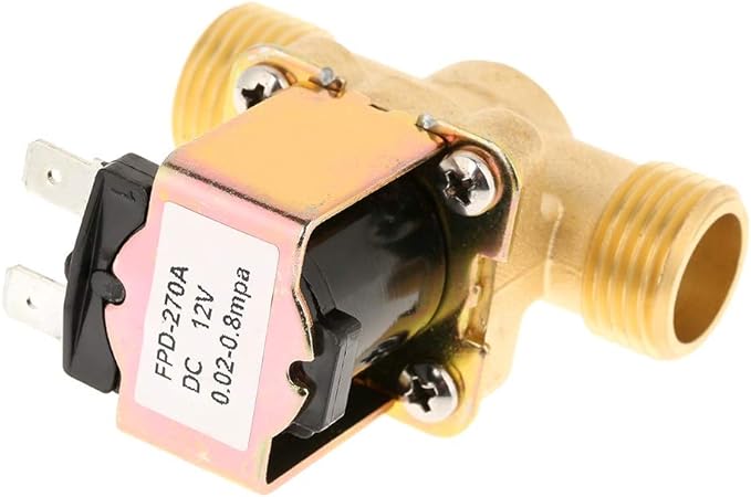 Brass Solenoid Valve 1/2 Inch DC 12 V Valve Normally Closed Water Inlet Flow Switch Valve for Water Control