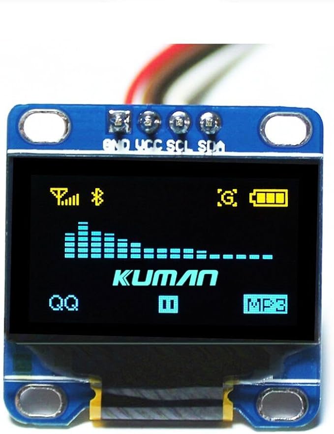 OLED-LCD-LED-Anzeige-Modul Kuman 0.96 Inch Yellow Blue IIC OLED Moudle I2c IIC Serial 128x64 LCD Display for Arduino Raspberry pi KY34-BY