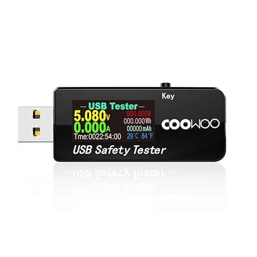 USB Tester. Digital Power Meter Multimeter Ammeter Voltmeter. Monitor for Current Voltage and Capacity Speed Test of Chargers Cables and Power Bank 3-30V/0-5.1A QC3.0