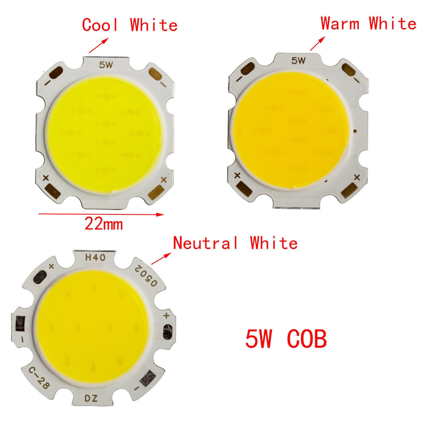 3W 5W 7W LED SMD COB Chip with White Light