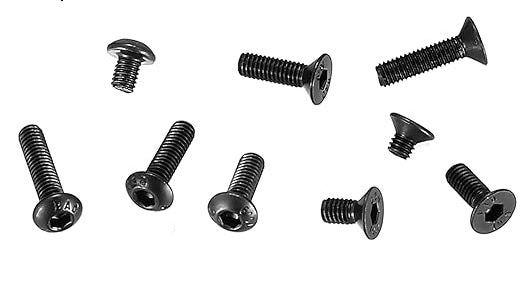 M3 screws. Screwed with a hexagon. Countersunk head screws. Ball head screws. Black. 4mm, 6mm, 8mm, 10mm, 12mm