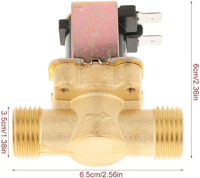 Brass Solenoid Valve 1/2 Inch DC 12 V Valve Normally Closed Water Inlet Flow Switch Valve for Water Control