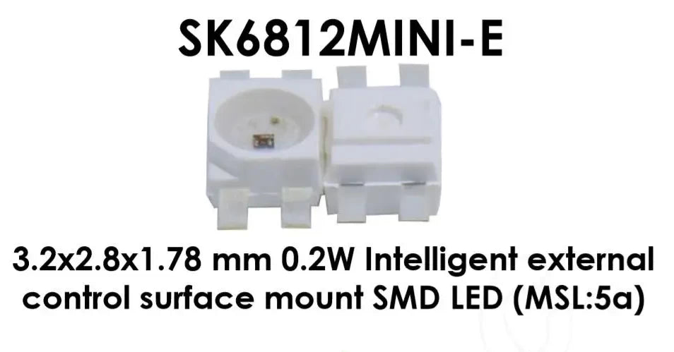 MINI-E RGB (Similar WS2812B) SK6812 3228 SMD Pixels LED Chip Individually Addressable Full Color DC 5V