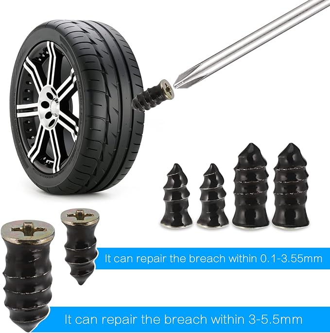 Nail for vacuum tire repair. Rubber nail for tire repair. Tubeless tire repair kit. For car motorcycle. 2 sizes