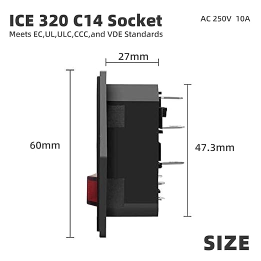 IEC built-in plug 220-250 V / 10 A audio IEC socket mounting coupling including fuse C14 with switch