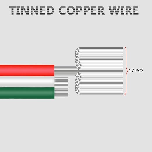 3-Pin Conductor Extension Wire 22 AWG Stranded Copper Cable for 5/12 V DC WS2812B WS2811 Dream Colour RGB LED Light Strip