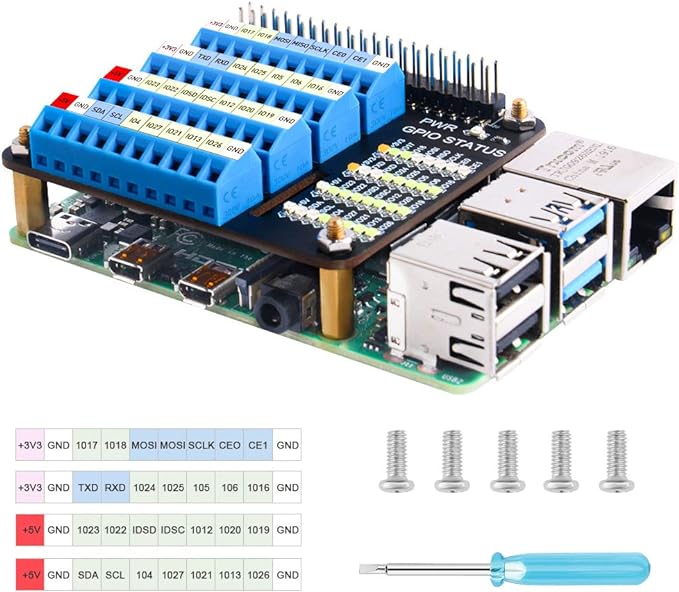 Seamuing Raspberry Pi 4 GPIO Expansion Board Breakout GPIO Screw Clamp for Raspberry Pi 4B 3B+ 3B 2B B+ Raspberry Pi Zero and Zero W