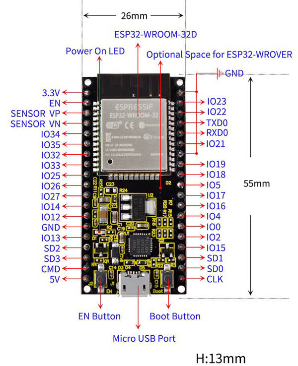 ESP32 Dev Kit C V4 NodeMCU WLAN WiFi Development Board Compatible with Arduino