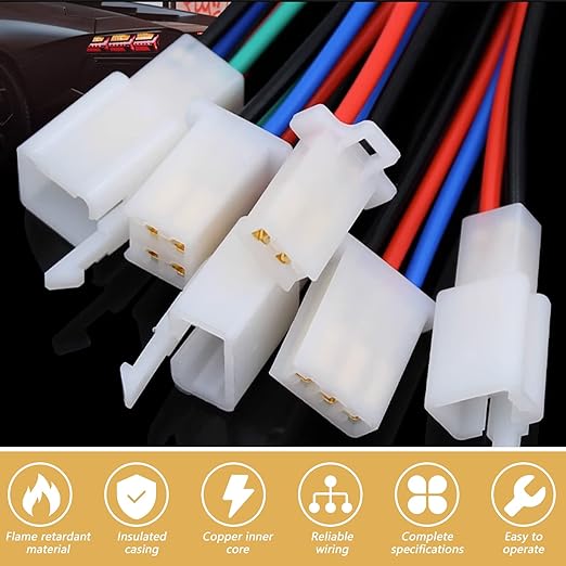 Cable Connectors. 2 3 4 6 Pin Blade Receptacles Set. 2.8 mm Flat Connector Cable Lugs