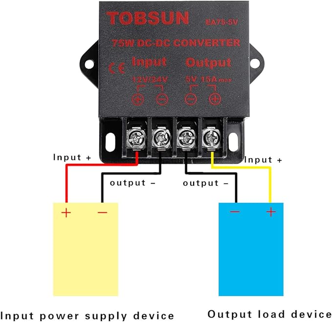 DC-DC Step-Down Converter SUPERNIGHT Down Supply DC 12V 24V to DC 5V 15A 75W Converter