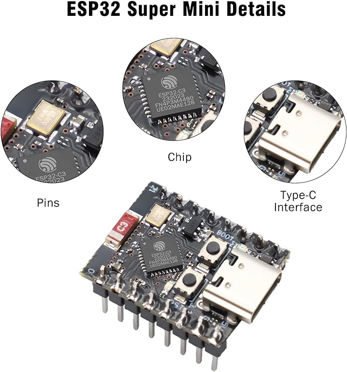 ESP32-C3 Development Board Mini ESP32-C3 Module 400KB SRAM 384KB ROM Supports WiFi Bluetooth Compatible with Arduino