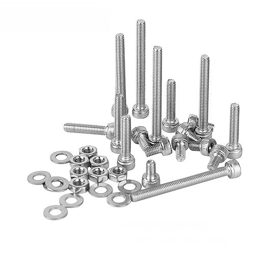 Stainless Steel M3 Hex Screw Set - Includes 5 Hex Screws, Nuts and Washers.