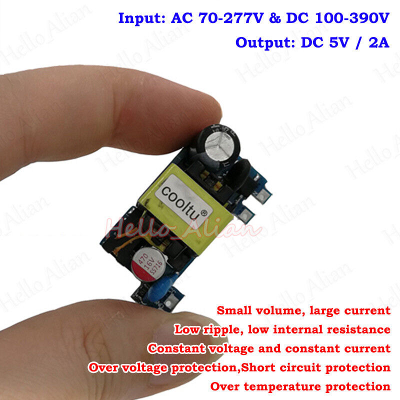 AC-DC converter. AC 110V, 220V, 230V to DC 5V 2А power supply mini PCB module