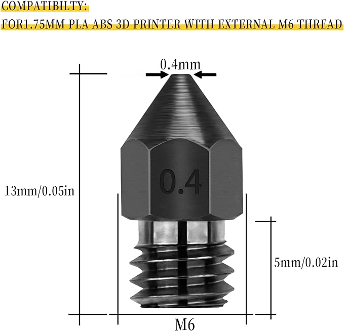 Hardened Steel Extruder Nozzles 3D Printer Nozzles MK8 Nozzle Hardened 0.2 mm 0.3 mm 0.4 mm 0.5 mm 0.6 mm 0.8 mm 1.0 mm