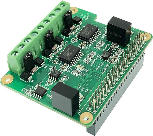 RS485 CAN HAT for Raspberry Pi Via SPI Onboard 1 x CAN Bus MCP2515 Transceiver 2 x RS485 Bus SC16IS1752 Signal and Power Isolated ESD Protection Port Stable Long-Distance Communication Module