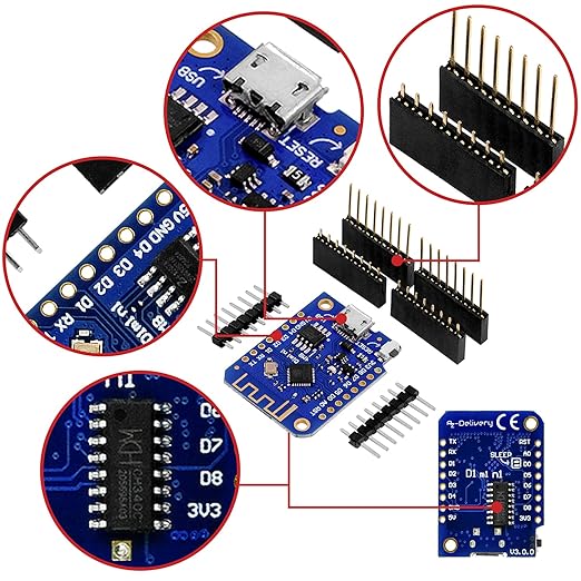 D1 Mini V3 NodeMCU ESP8266EX WLAN Module Compatible with Arduino ...