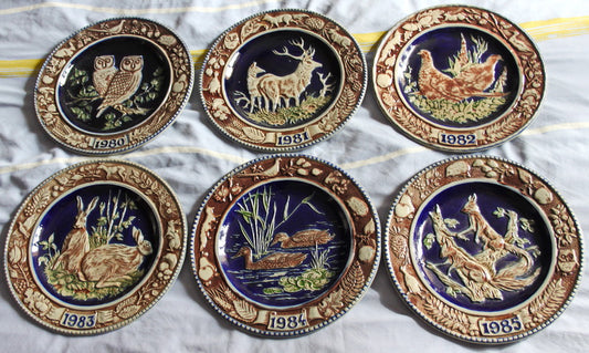 6 Vintage Decorative Wall Plates. 1980 - 1985 years old. By Goebel