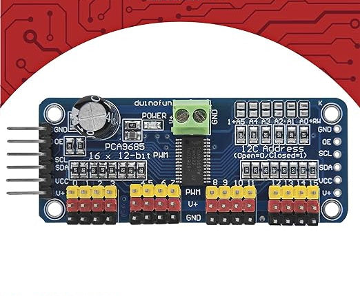 PCA9685 16 Channel 12 Bit PWM Servo Driver Compatible with Arduino and Raspberry Pi